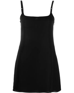 Courreges Logo-Patch Mini Slip Dress - Black