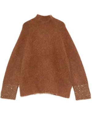 Luisa Cerano Gestrickter Pullover Mit Pailletten - Braun