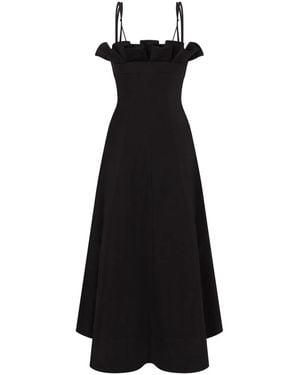 Philosophy Di Lorenzo Serafini Fitted Midi Dress With Ruffled Neckline - Black