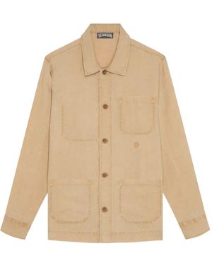 Vilebrequin Corentin Embroidered-Turtle Linen Overshirt - Natural