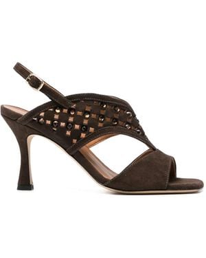 Evaluna Suede Heeled Sandals - Brown