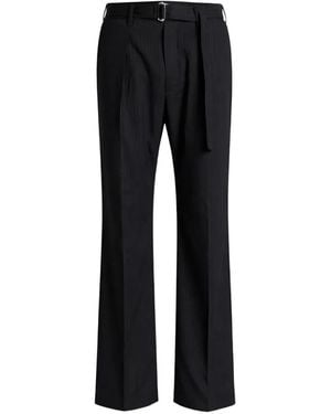 Attachment Belted Pinstriped Trousers - Black