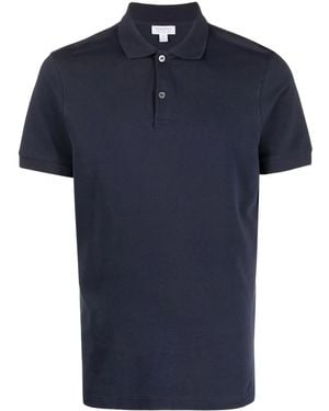 Sunspel Short-Sleeve Cotton Polo Shirt - Blue