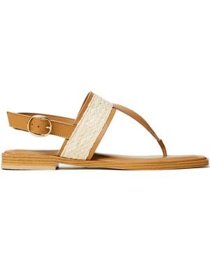 Twinset Woven-Panel Leather Sandals - Brown