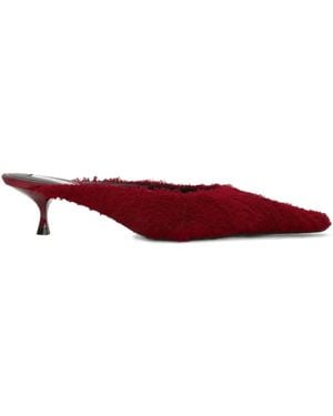 Victoria Beckham 45Mm Sloan Pointed-Toe Fringed Mules - Red