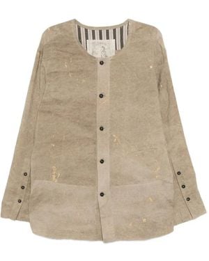 Ziggy Chen Patchwork Collarless Shirt - Natural