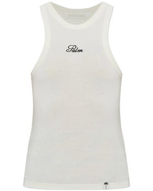 Palm Angels Embroidered-Logo Tank Top - White