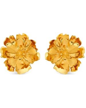 Oscar de la Renta Small Peony Clip-On Earrings - Yellow