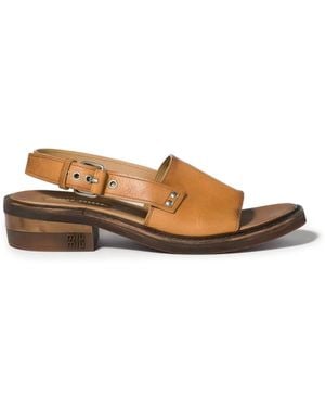 Miu Miu Leather Sandals - White