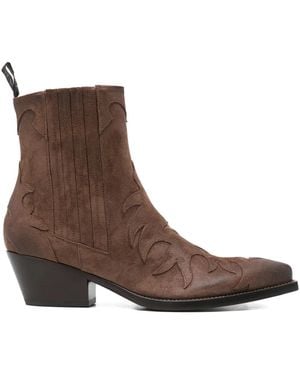 Sartore Embroidered-Detail Boots - Brown