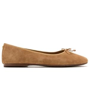 Sam Edelman Allie Bow-Detail Suede Ballet Flats - White