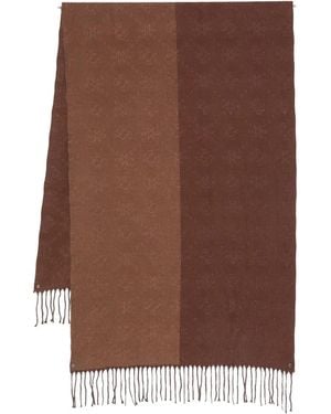 Guess Fringed Patterned Scarf - ブラウン