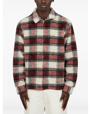 Arte' Checked Zip-Up Jacket - Red