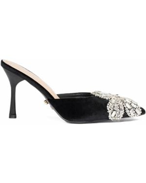 Twentyfourhaitch Melor Crystal-Embellished Velvet Mules - Black