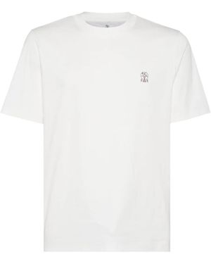 Brunello Cucinelli T-Shirt mit Logo-Print - Weiß