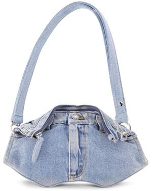 McQueen Manta Denim Shoulder Bag - Blue