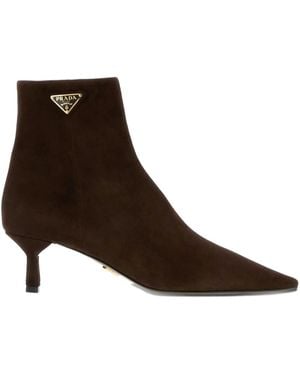 Prada 50mm logo-triangle boots - Braun