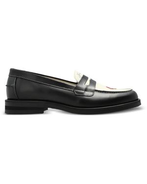 Duke & Dexter Wilde Lip-Print Leather Loafers - Black