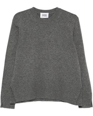 Alpha Studio Maglione Con Bordi A Coste E Polsini Con Spacco - Grigio