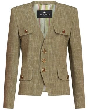 Etro Slub-Effect Single-Breasted Jacket - Green