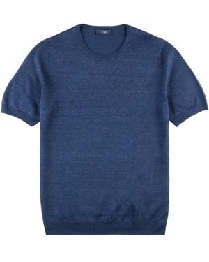 Fay Knitted T-Shirt - Blue