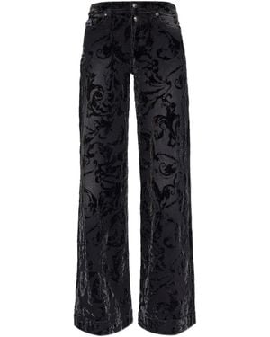 Versace Jeans Couture Floral-Pattern Flared Jeans - Black