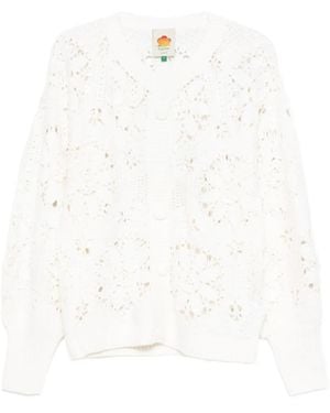 FARM Rio Floral-Motif Cardigan - White