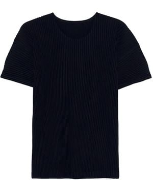 Issey Miyake Geplooid T-Shirt - Zwart