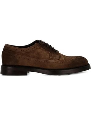 Doucal's Brogue-Detail Suede Shoes - Brown