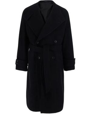 Tagliatore Double-Breasted Belted Coat - Black