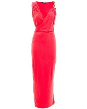 Balmain Crepe Maxi Dress - Red