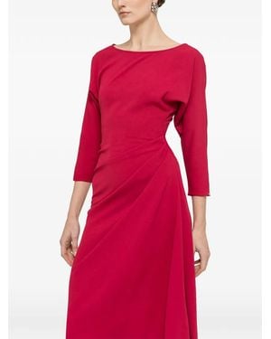 Nissa Pleat Midi Dress - Red