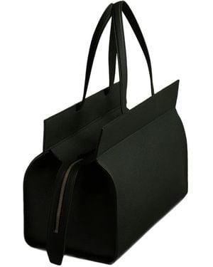 KHAITE Pebbled Leather Zip Handbag - Black