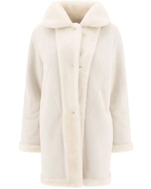 B&W Shearling Reversible Coat - White