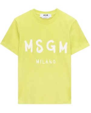 MSGM T-Shirt À Logo Imprimé - Yellow
