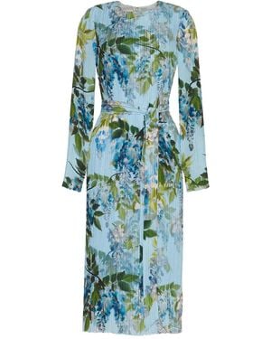 Cara Cara Pleated Floral-Print Dress - Blue