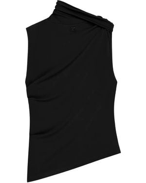 Courreges Sleeveless Asymmetric Neck Top - Black