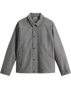 Woolrich Herringbone-Pattern Button Jacket - Grey