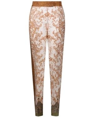 Pierre Louis Mascia Baroque-Print Tapered Trousers - Natural