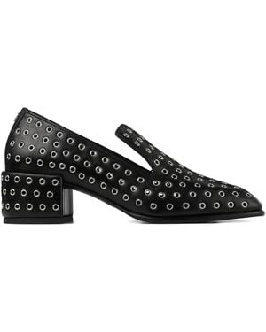 Jimmy Choo Eliot 45 Nappa Heeled Loafers - Black