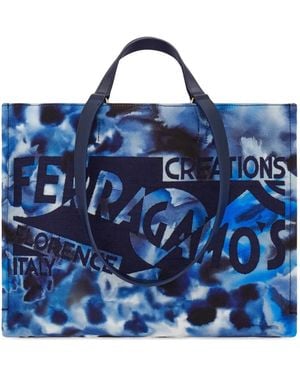 Ferragamo Tote Bag With Logo (L) - Blue