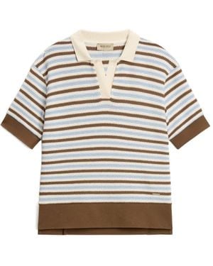 Woolrich Striped Crochet-Effect T-Shirt - White
