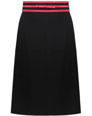 RED Valentino Bow-Detail Striped-Waistband Mini Skirt - Black
