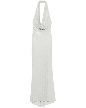 Twentyfourhaitch Kuta Halterneck Maxi Dress - White