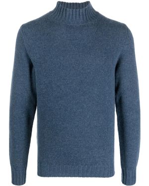 Fedeli High-Neck Long-Sleeve Jumper - Blue