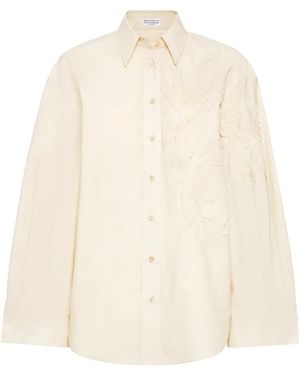Brunello Cucinelli Flora アップリケ シャツ - ナチュラル
