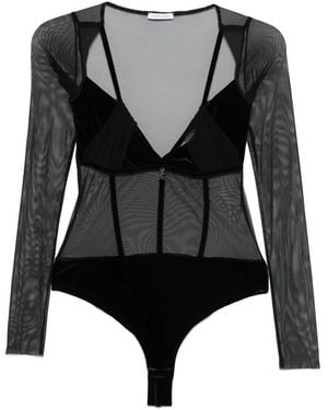 Patrizia Pepe メッシュパネル ボディスーツ - ブラック
