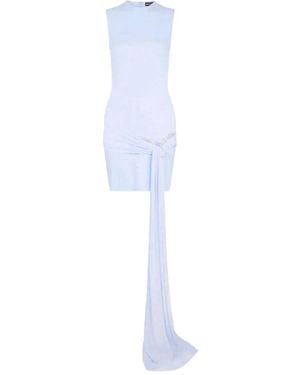David Koma Crystal-Embellished Draped Mini Dress - White