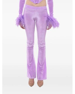 Adriana Hot Couture Logo-Embellished Flared Pants - Purple