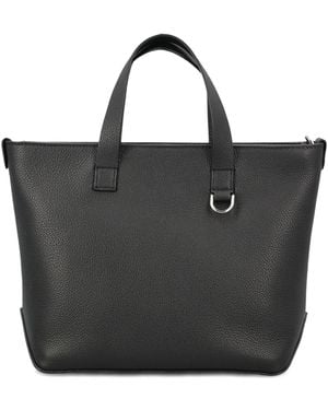 Fendi Embossed-logo Leather Tote Bag - ブラック